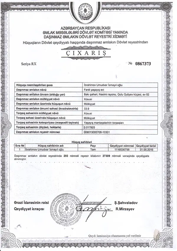 Nəsimi Butik Residence sənəd və sertifikat foto 5